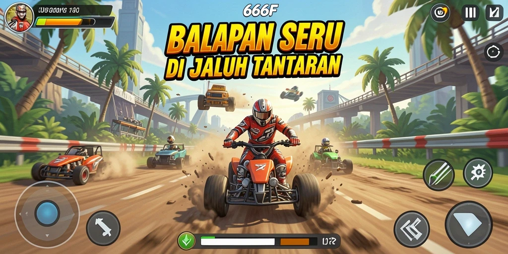 Gameplay seru dari 666F dengan mobil balap cepat.