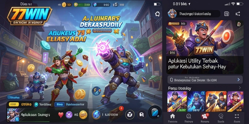 Screenshot utama 77WIN menampilkan antarmuka pengguna yang menarik untuk aplikasi Utility.