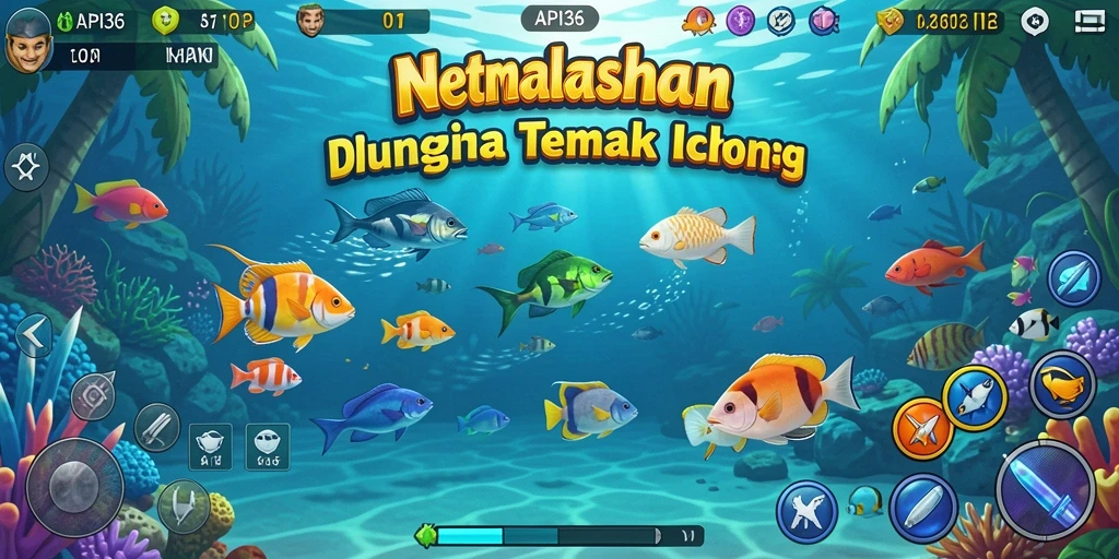 Screenshot gameplay API36 menampilkan aksi seru dalam menembak ikan.