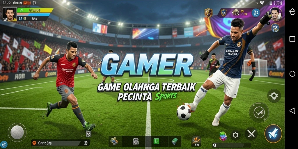 Tampilan screenshot GAMERP menampilkan aksi seru di lapangan olahraga.