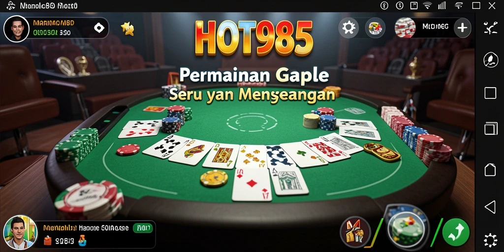 Tangkapan layar menunjukkan gameplay seru Gaple di HOT985.