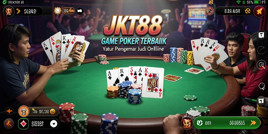 Screenshot JKT88 menampilkan gameplay Poker yang seru dan interaktif.