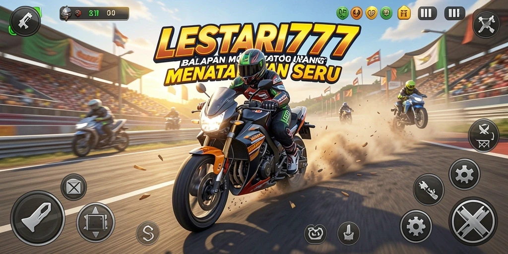 Tampilan menarik dari gameplay balapan motor di LESTARI777.
