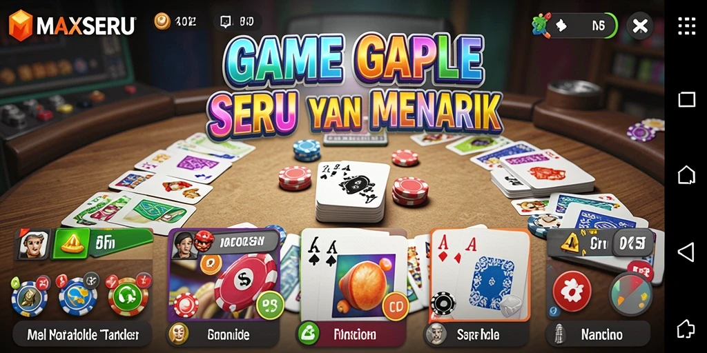Tampilan gameplay MAXSERU yang seru dan interaktif.