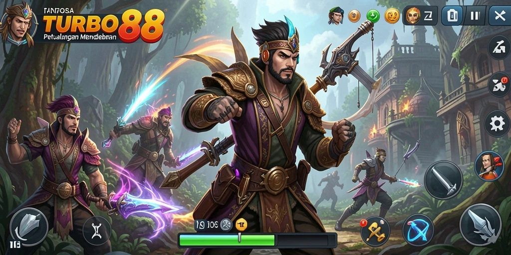 Gameplay seru TURBO88 dengan aksi petualangan yang mendebarkan.