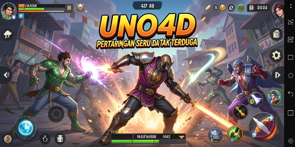 Tangkapan layar utama dari gameplay Fighting UNO4D yang mendebarkan.